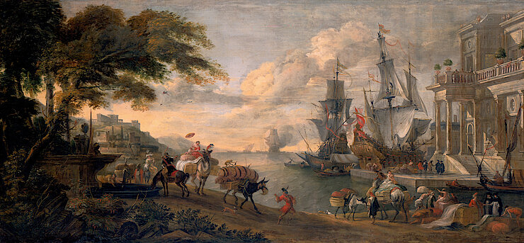 Hendrich Van MINDERHOUT - Vue d'un port d'Orient - 1688