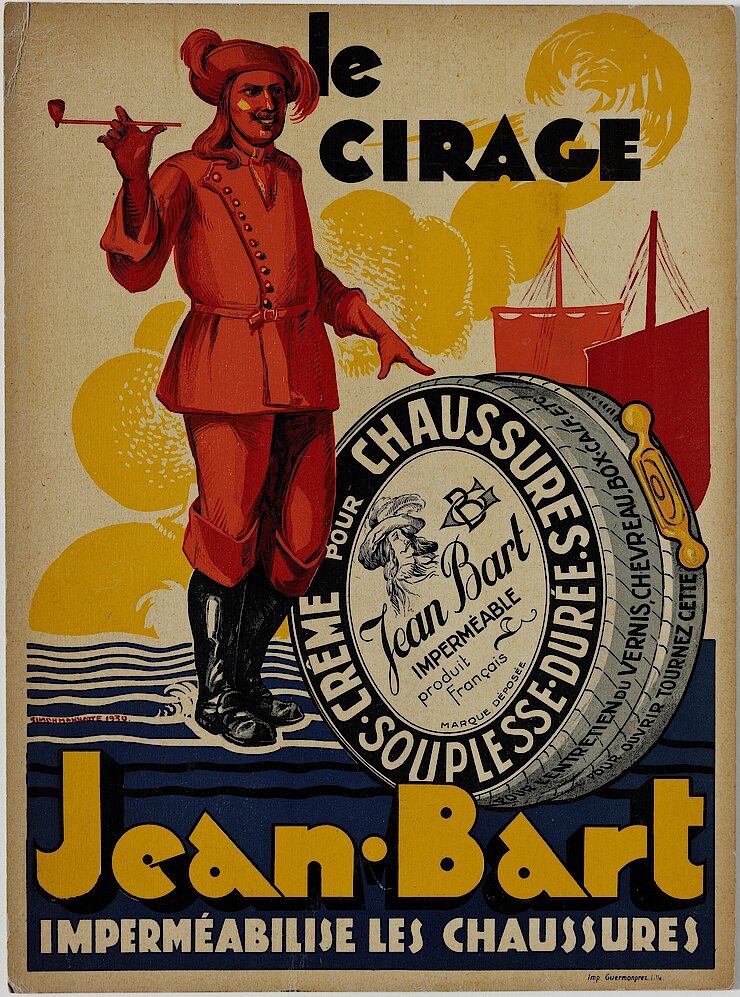 Simon Mannate - Affiche publicitaire Jean-Bart le cirage imperméabilise les chaussures - Vers 1930.